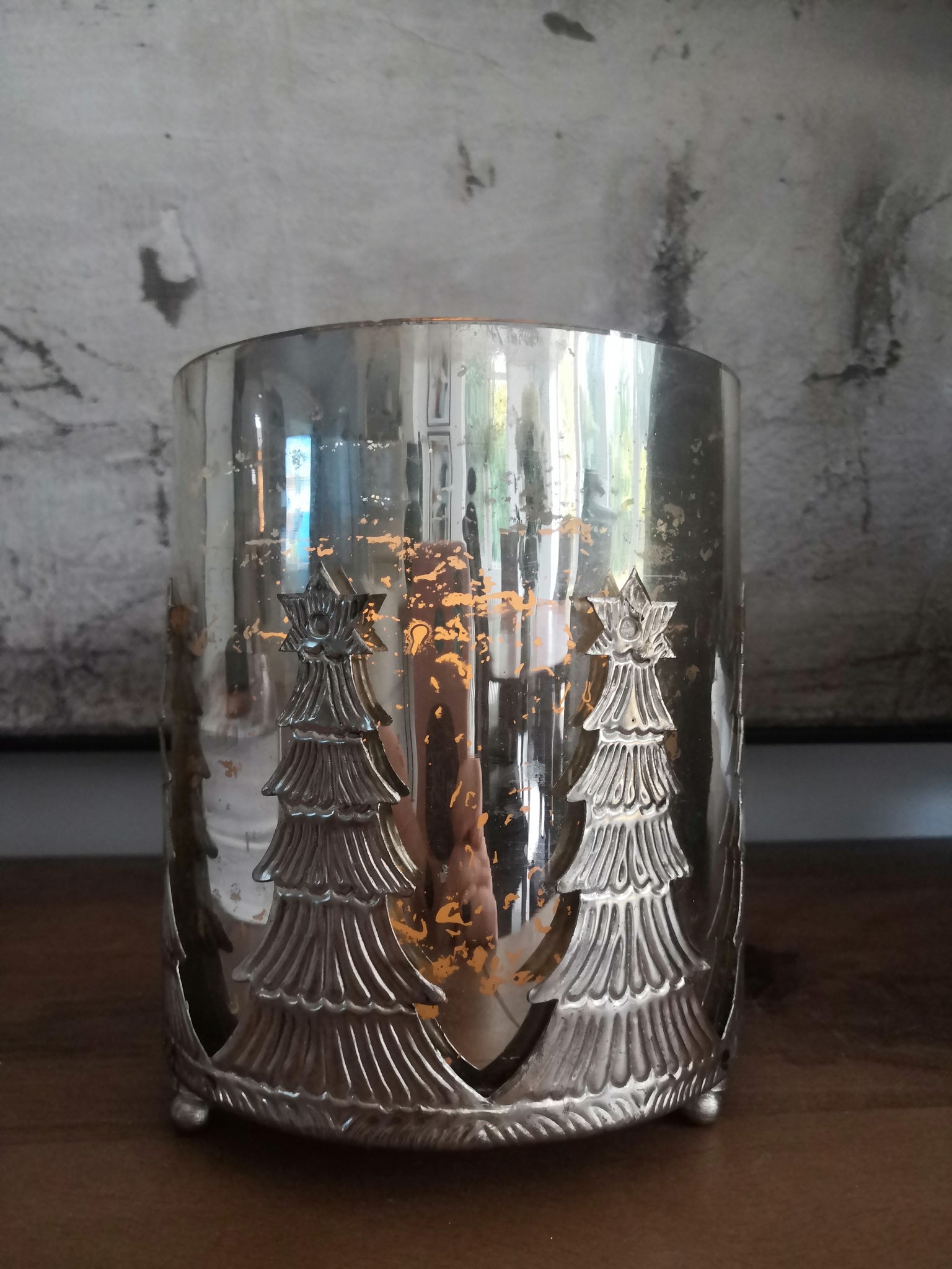 Glass Christmas Tree Candle Holder