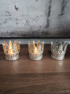 Silver Crown Tealight Holder